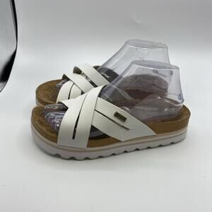 Reef Womens Sandals Size 8 White Platform Strappy vegan Leather Cushion